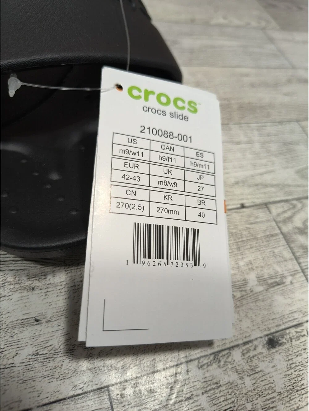 Crocs Essentials Slide Men's 9 Women's 11 Black Comfort 210088-001 NWT